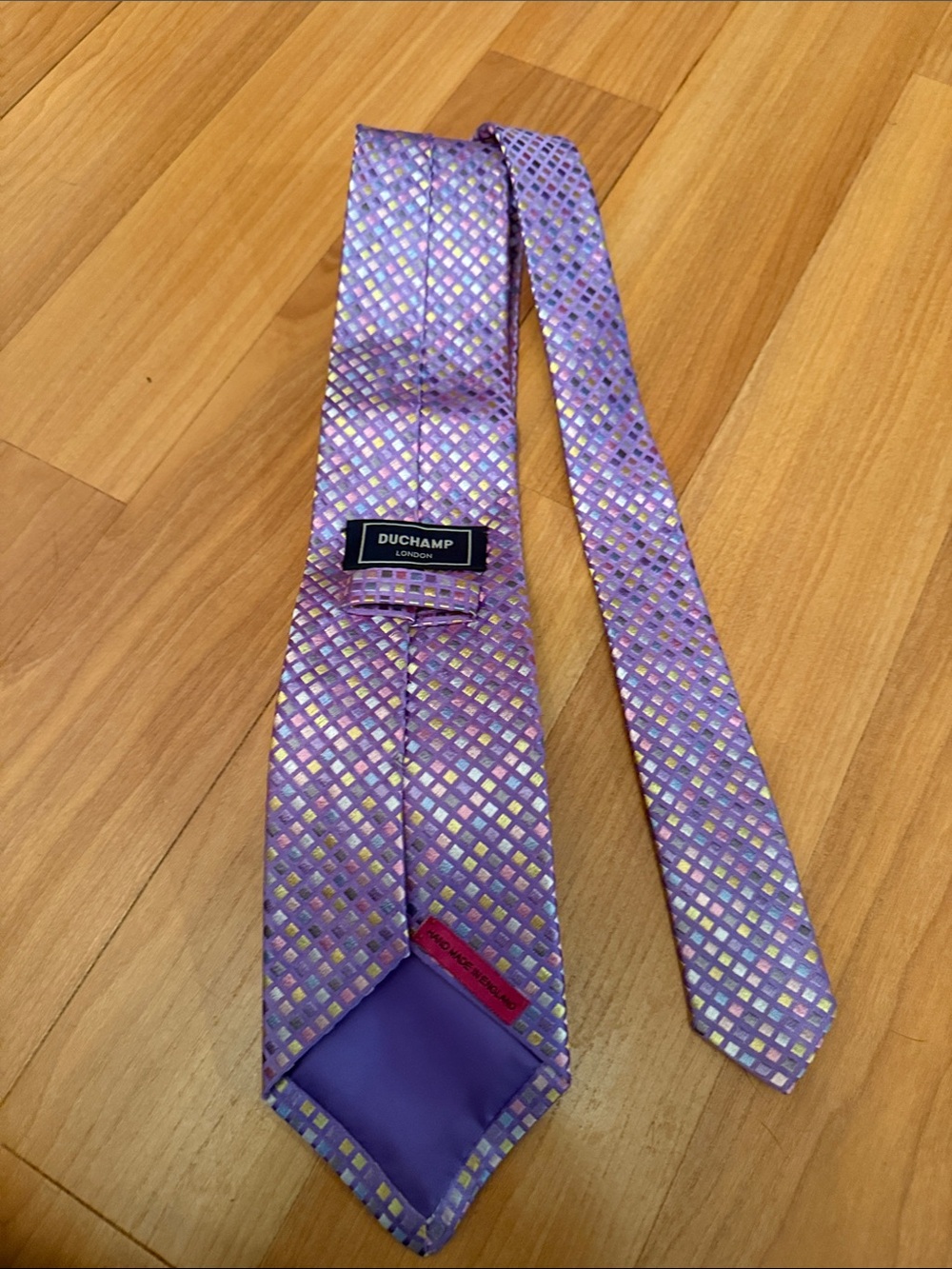 Duchamp Lavender and Gold Geometric Silk Tie